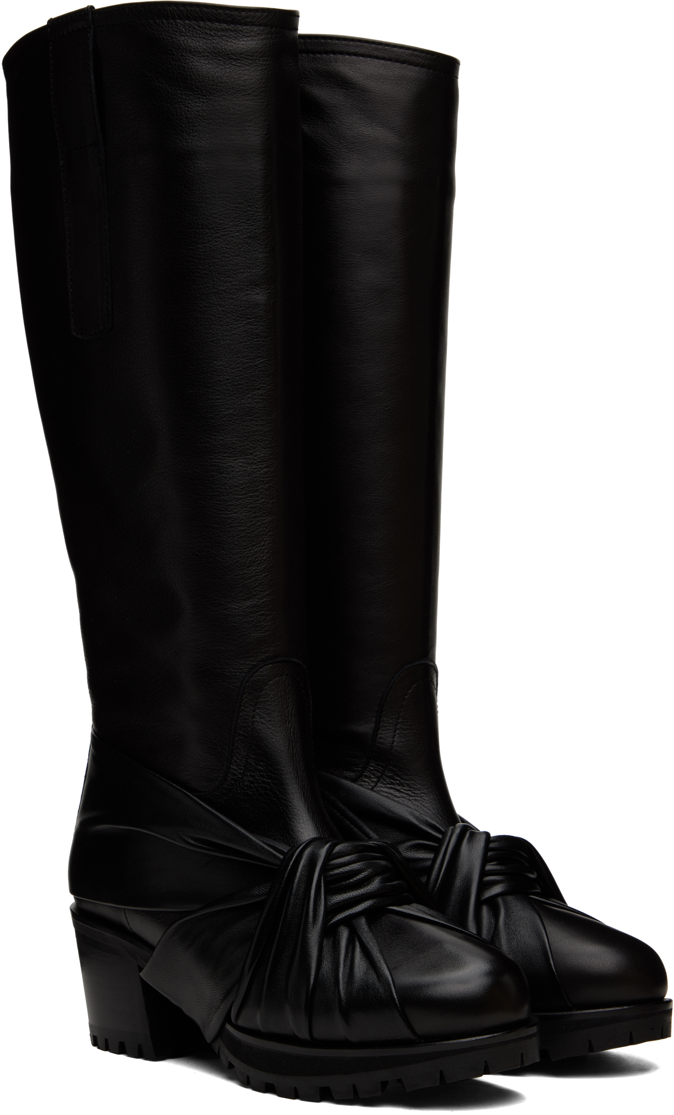 Kiko Kostadinov Black Knotted Riding Boots