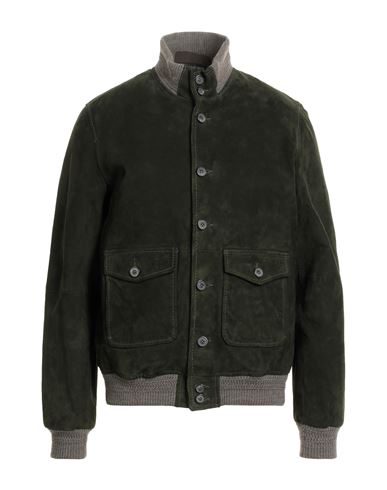 Man Jacket Dark green Size 42 Leather