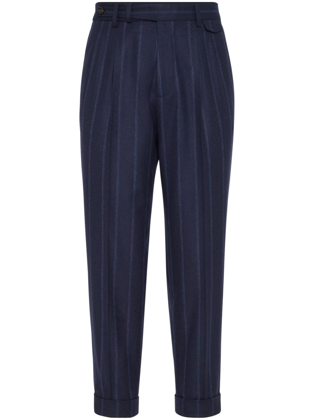 Pinstriped wool trousers - Blue