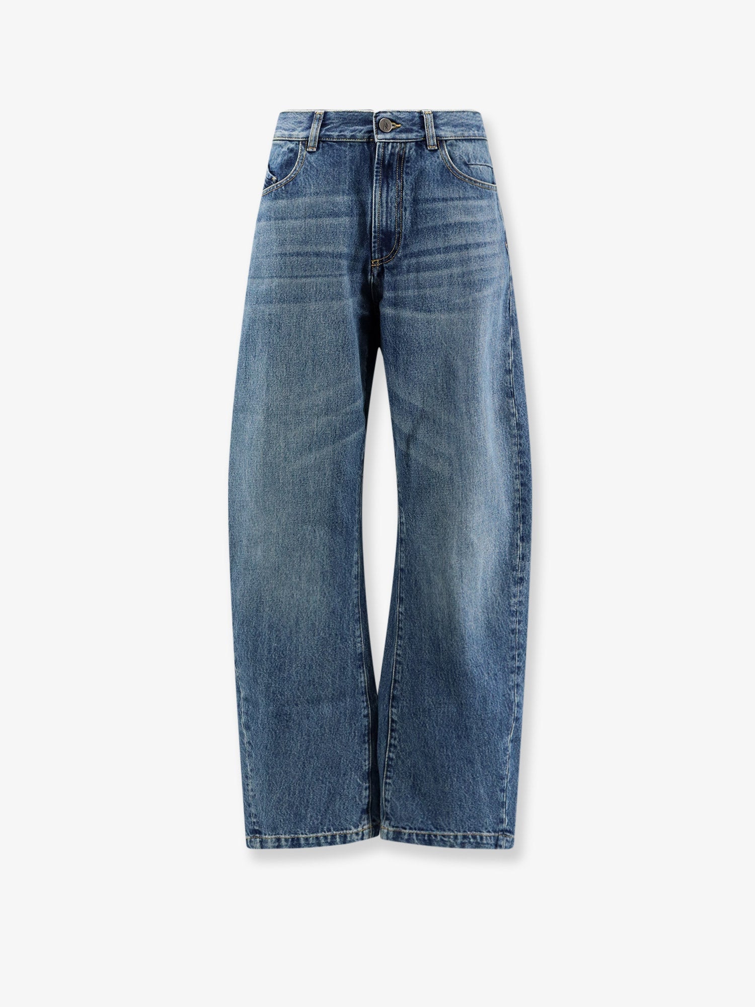 Barrel-Fit Cotton Denim Jeans — Blue