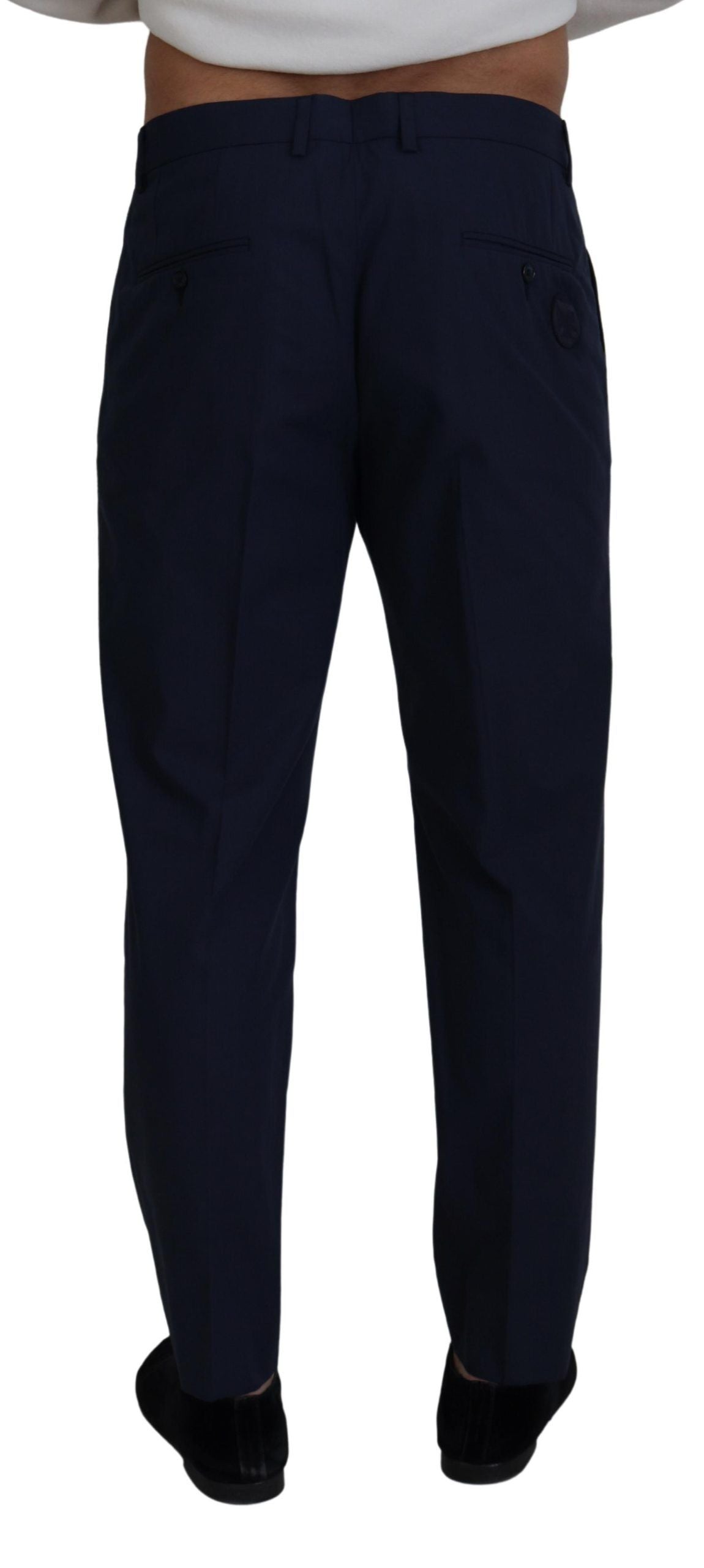 Cotton Slim-Fit Trousers — Navy