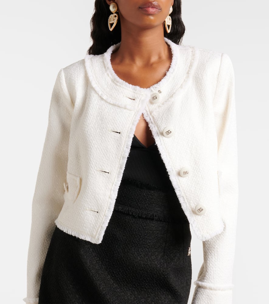 Cropped wool-blend tweed jacket
