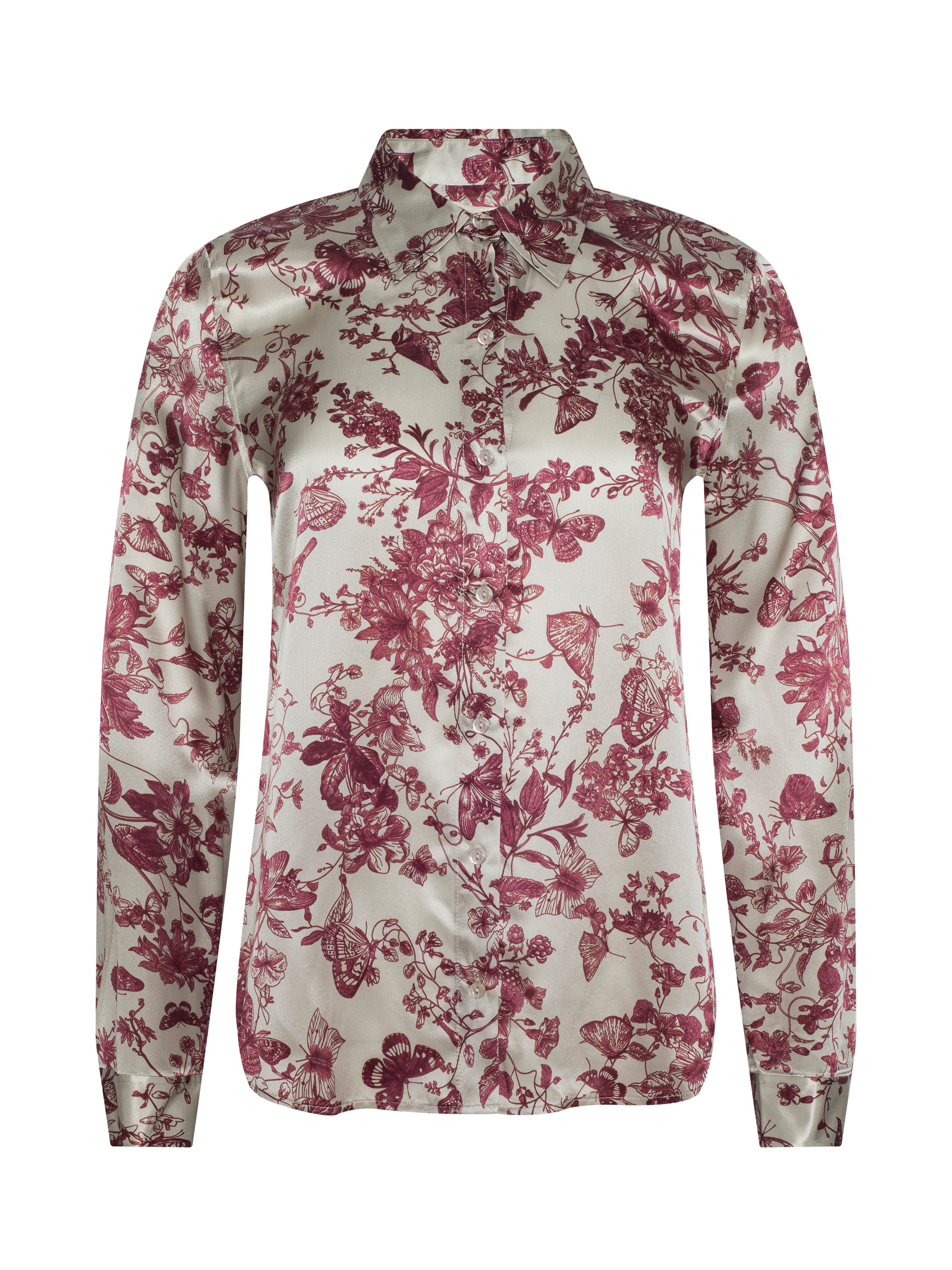 Tyler Silk Blouse Top In Tan/truffle Butterfly Toile