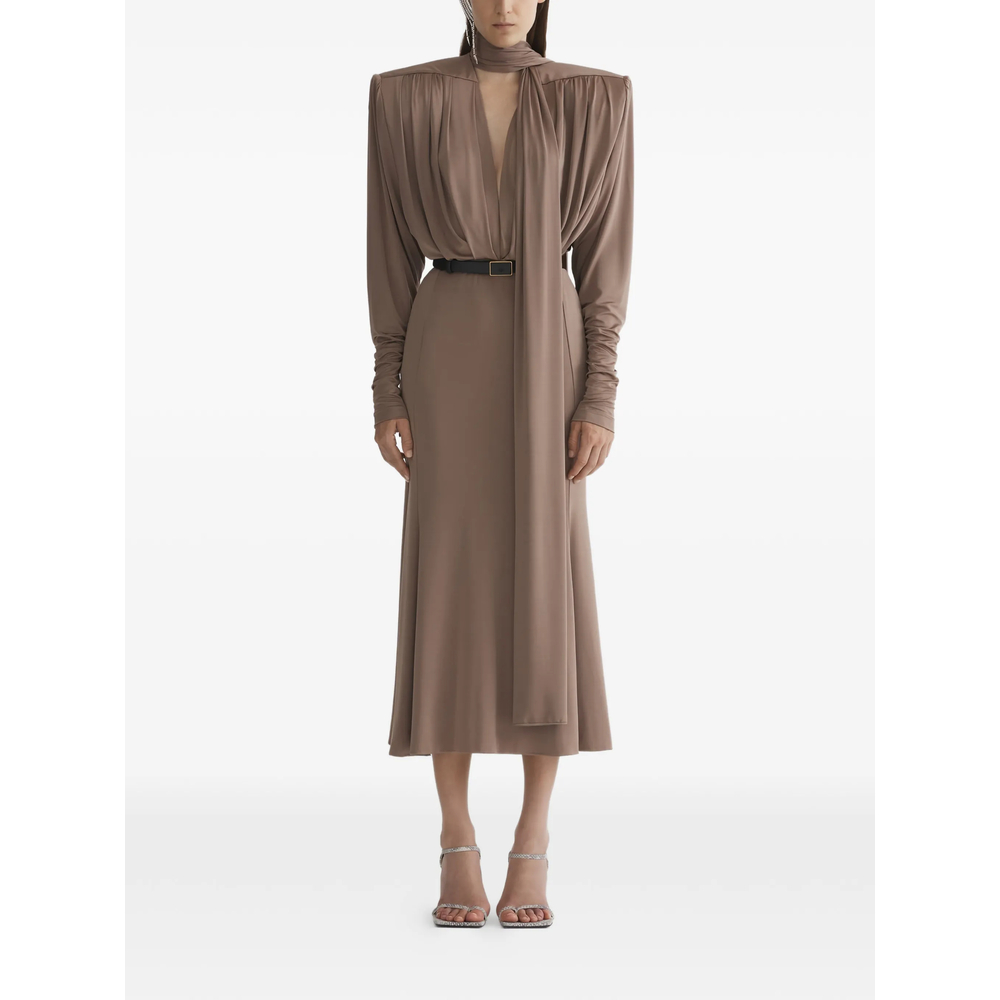 Draped Long-sleeve Dress