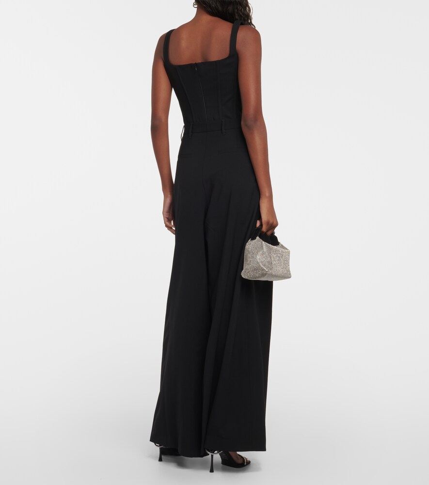 Wool-blend wide-leg pants