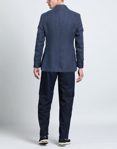 Man Blazer Blue Size 46 Linen, Wool