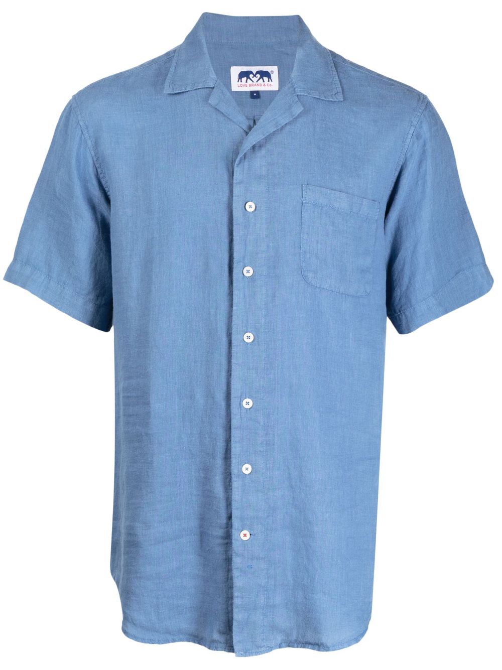 Chest-pocket linen shirt - Blue