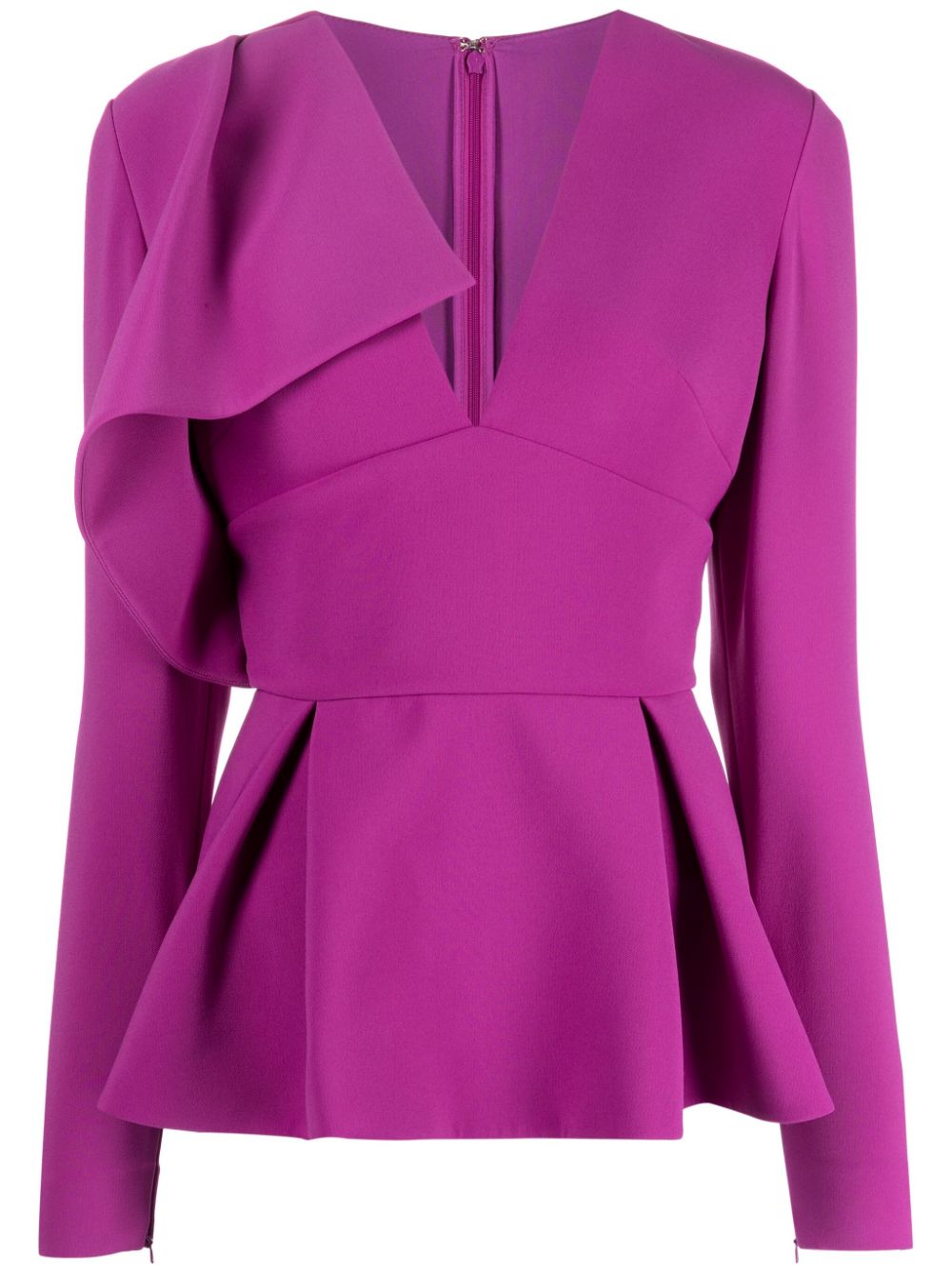 Draped silk peplum top - Purple