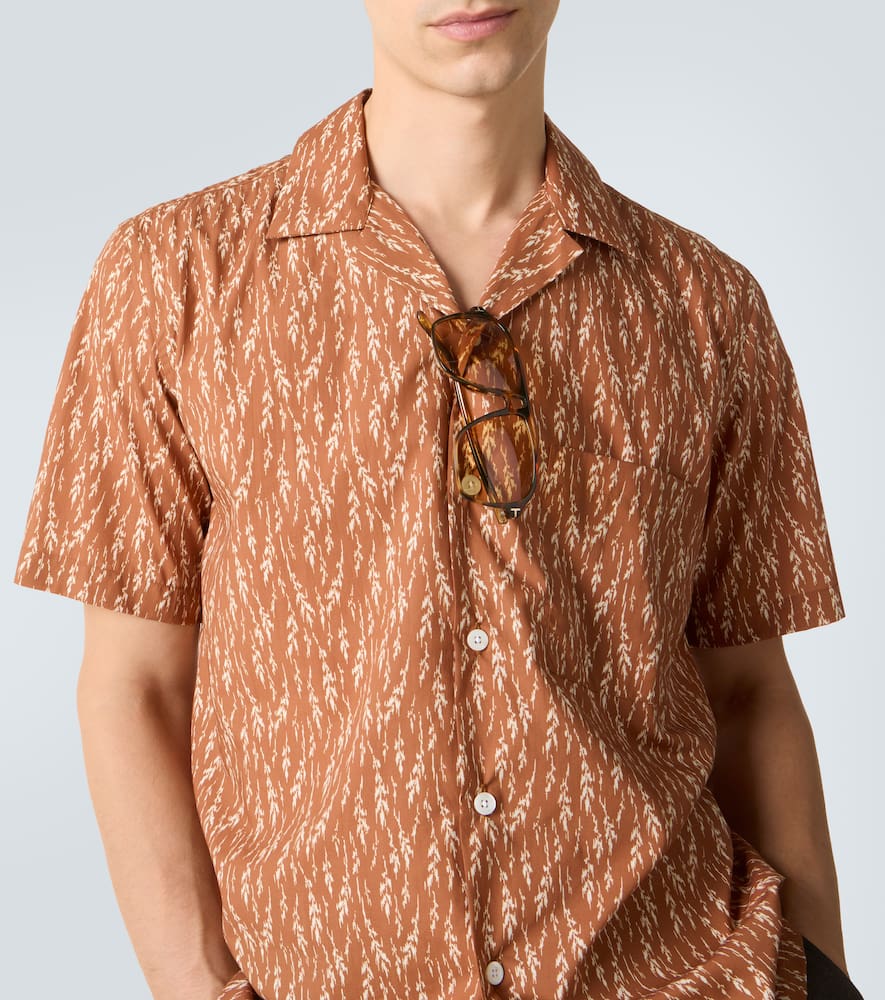 Printed cotton-blend bowling shirt