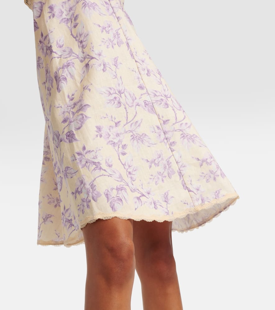 Halliday lace-trimmed floral linen slip dress