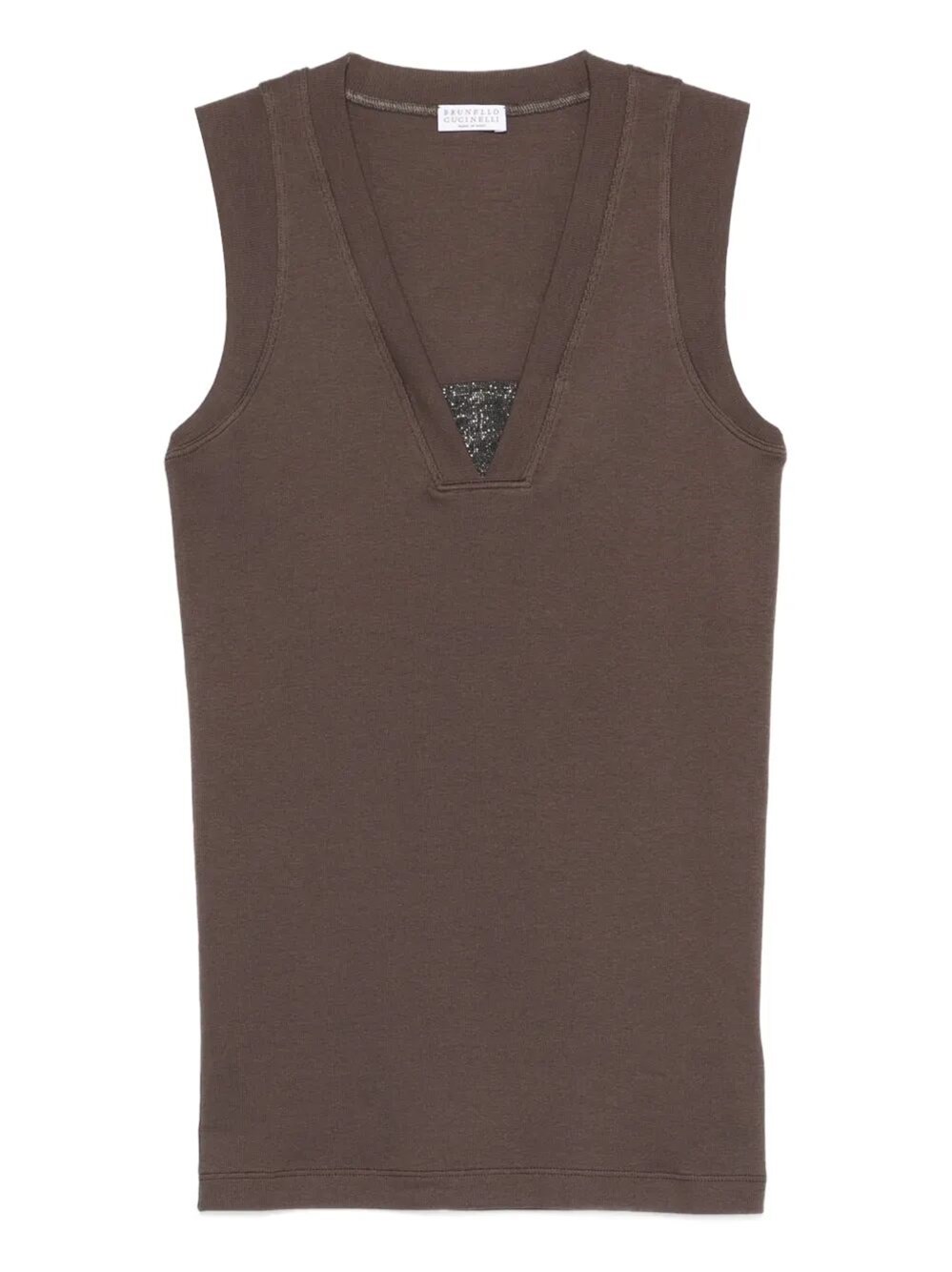 Stretch Cotton Jersey Tank Top With Precious Faux-L