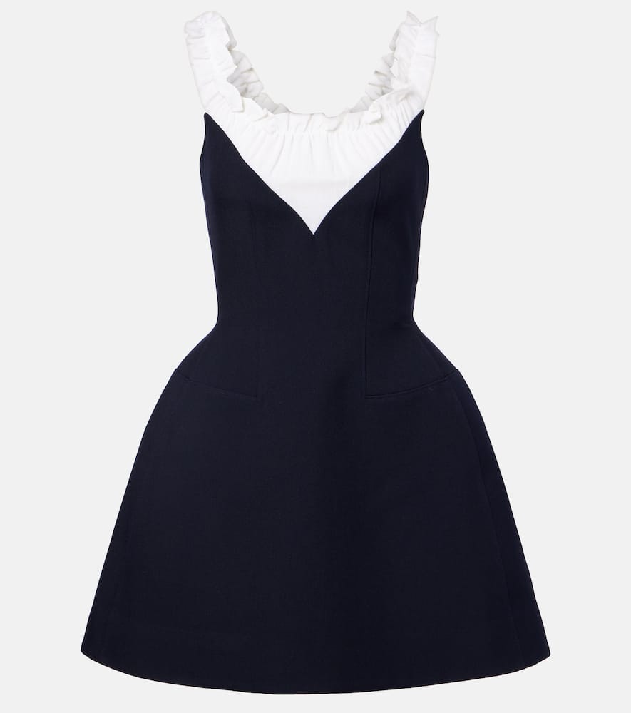 Ruffled wool and silk minidress