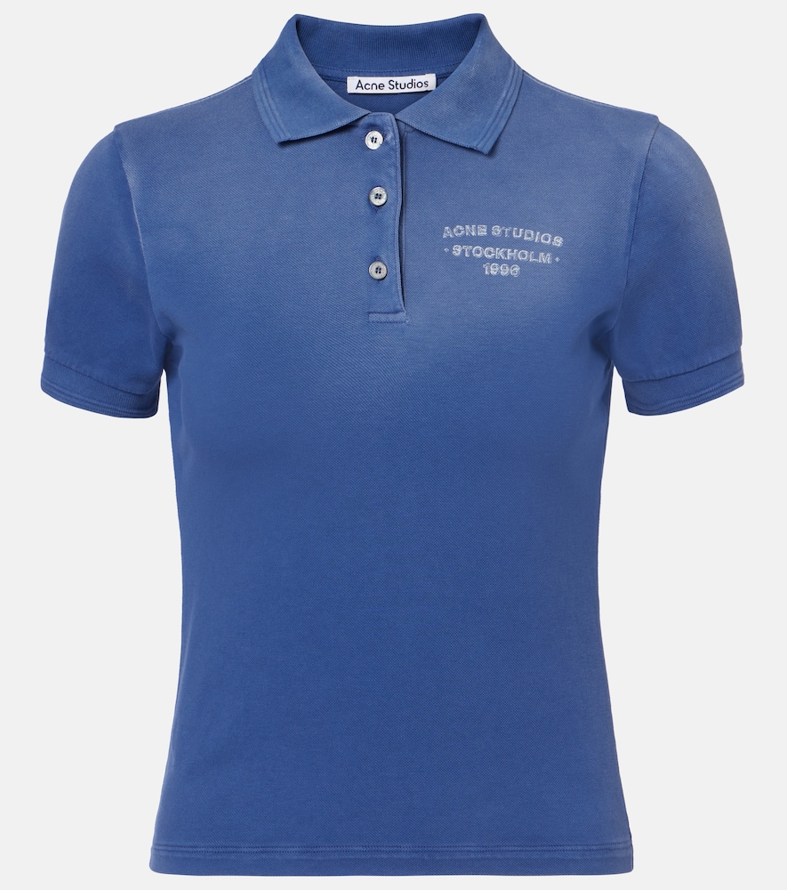 Faded cotton-blend piqué polo shirt