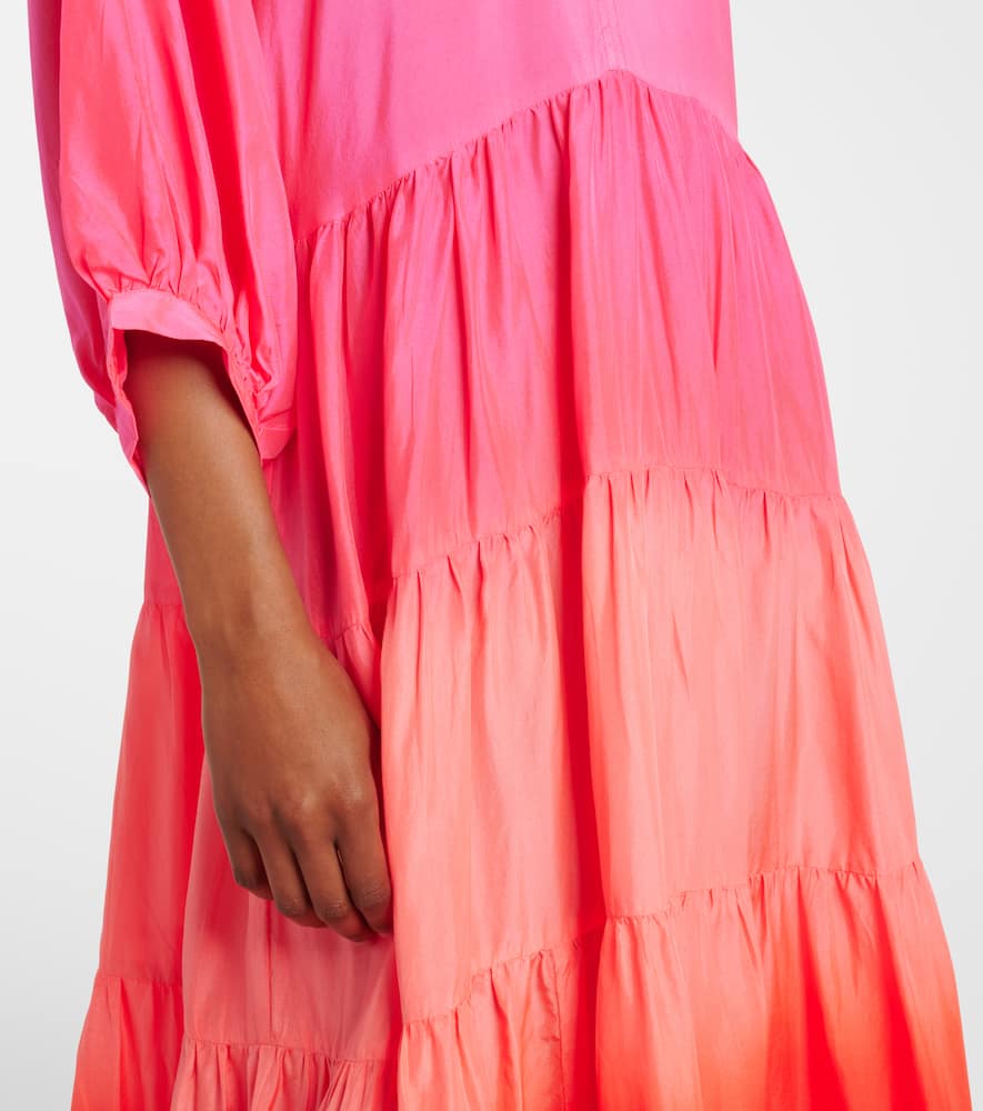 Scalloped tiered silk maxi dress
