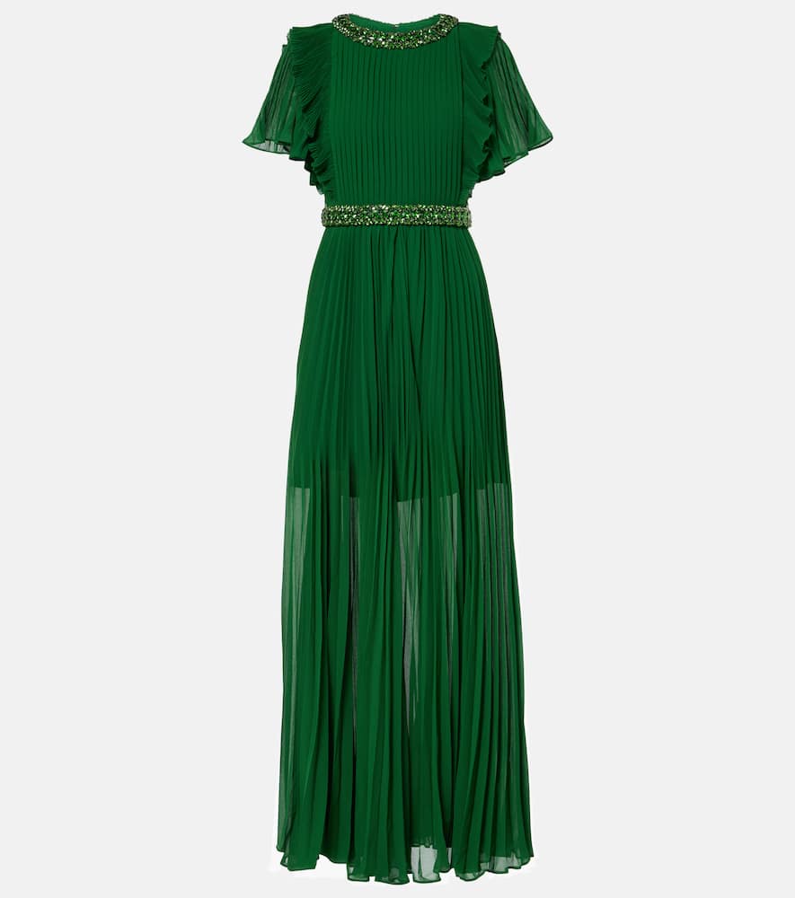 Self-Portrait Crystal-embellished ruffled gown