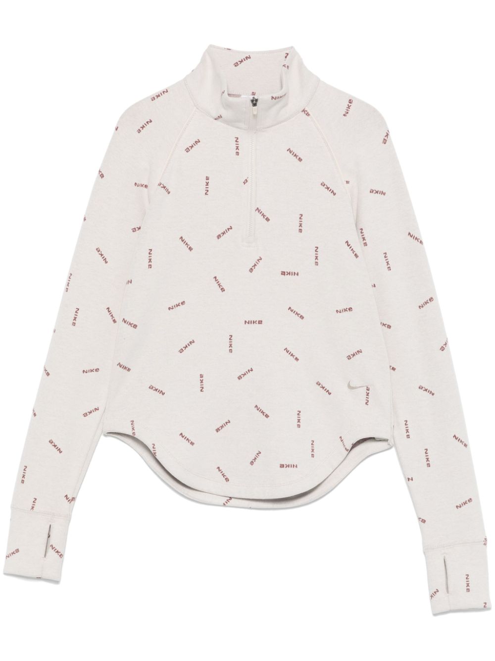 Half-zip logo-print top - Neutrals