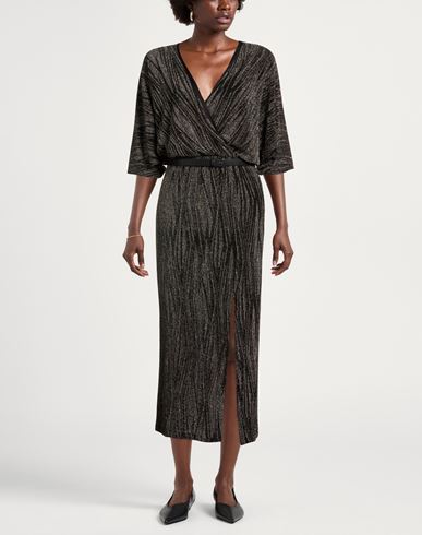 Woman Maxi dress Black Size M Polyamide, Metallic fiber, Elastane