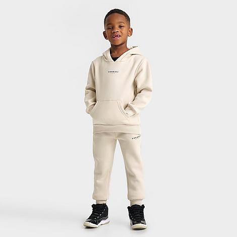 Little Kids London Pullover Hoodie Set in Ancient Scroll Beige