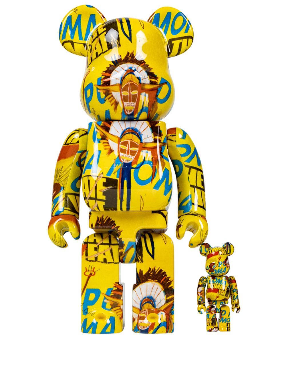 X Andy Warhol x Jean-Michel Basquiat BE@RBRICK 100% and 400% figure set - Yellow