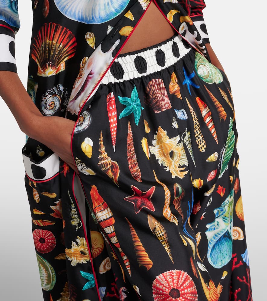 Capri printed silk satin pants