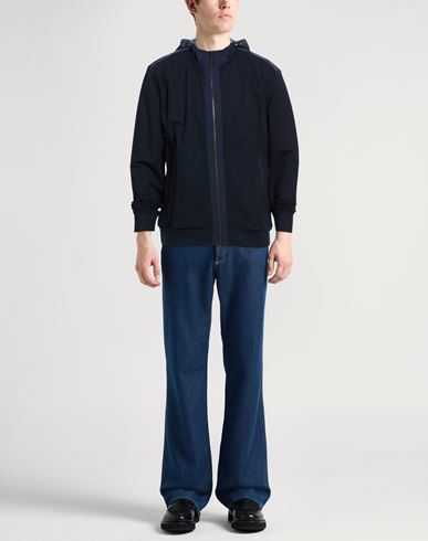 Man Sweatshirt Navy Size XL Cotton, Elastane