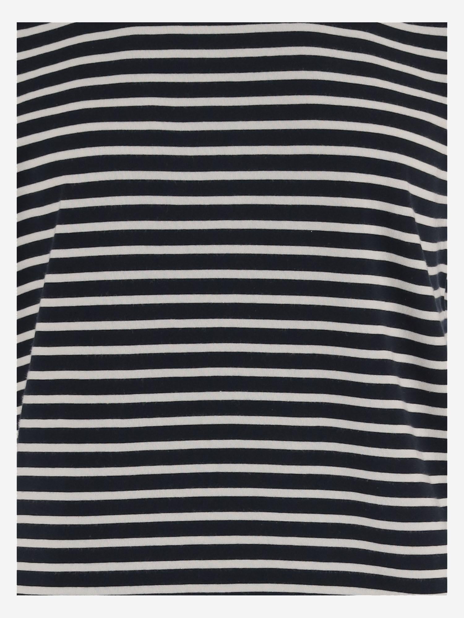 Striped Cotton T-Shirt — Navy