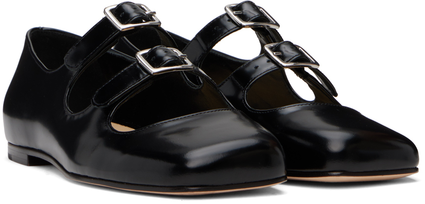 Sandy Liang SSENSE Exclusive Black MJ Double Strap Ballerina Flats