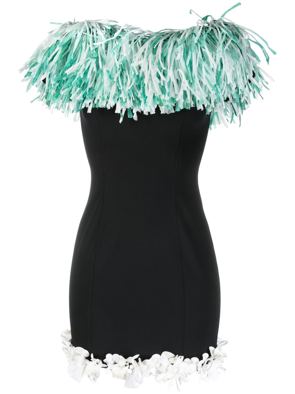 Fringe-trim mini dress - Black