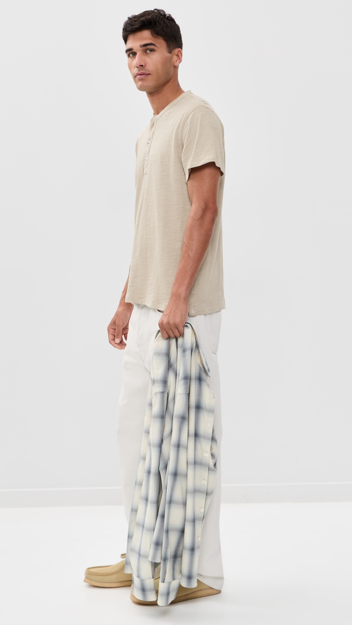 Classic Flame Short Sleeve Henley Tee Taupe
