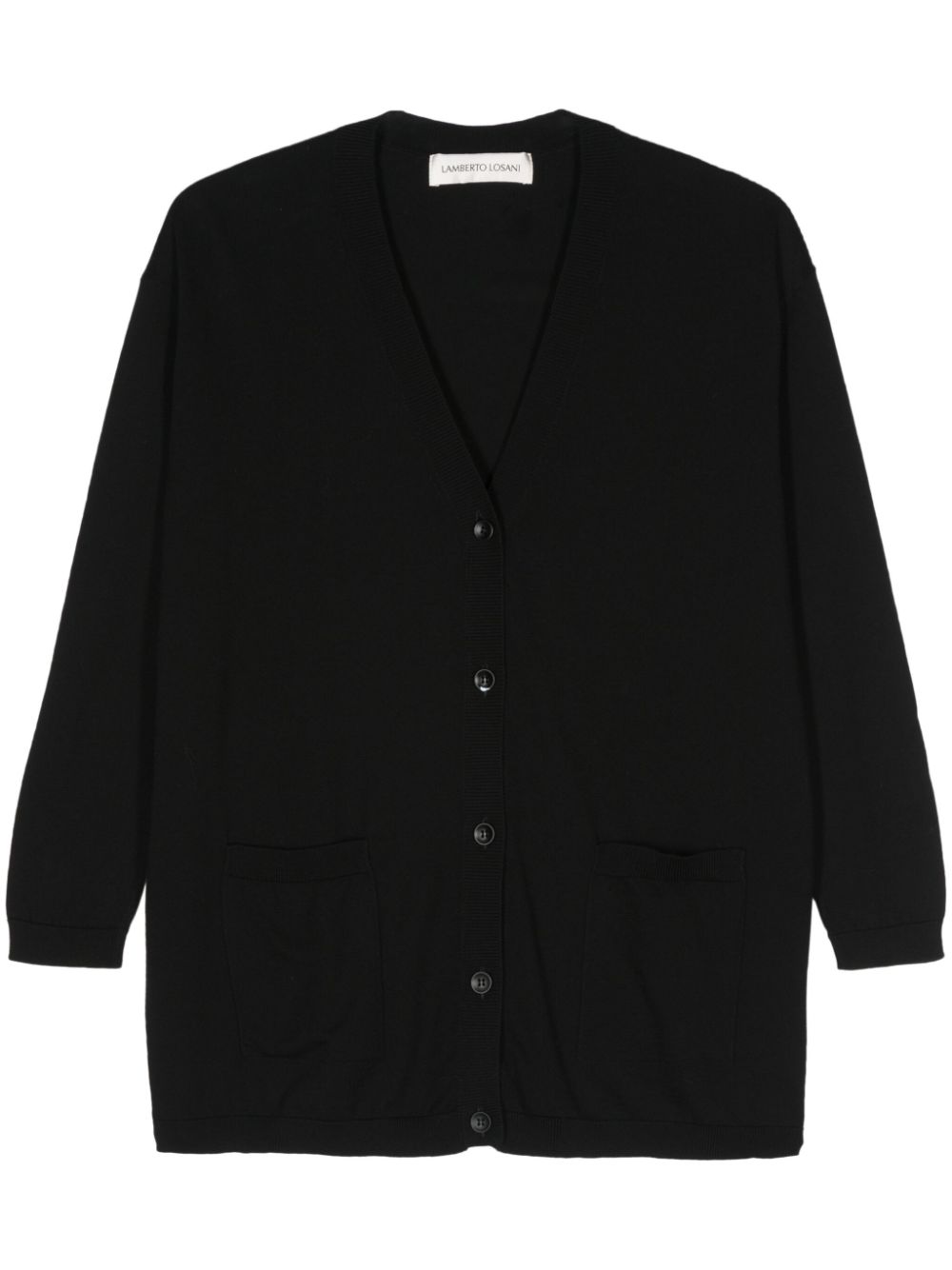 V-neck cotton cardigan - Black