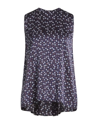 Woman Top Blue Size M Silk, Elastane