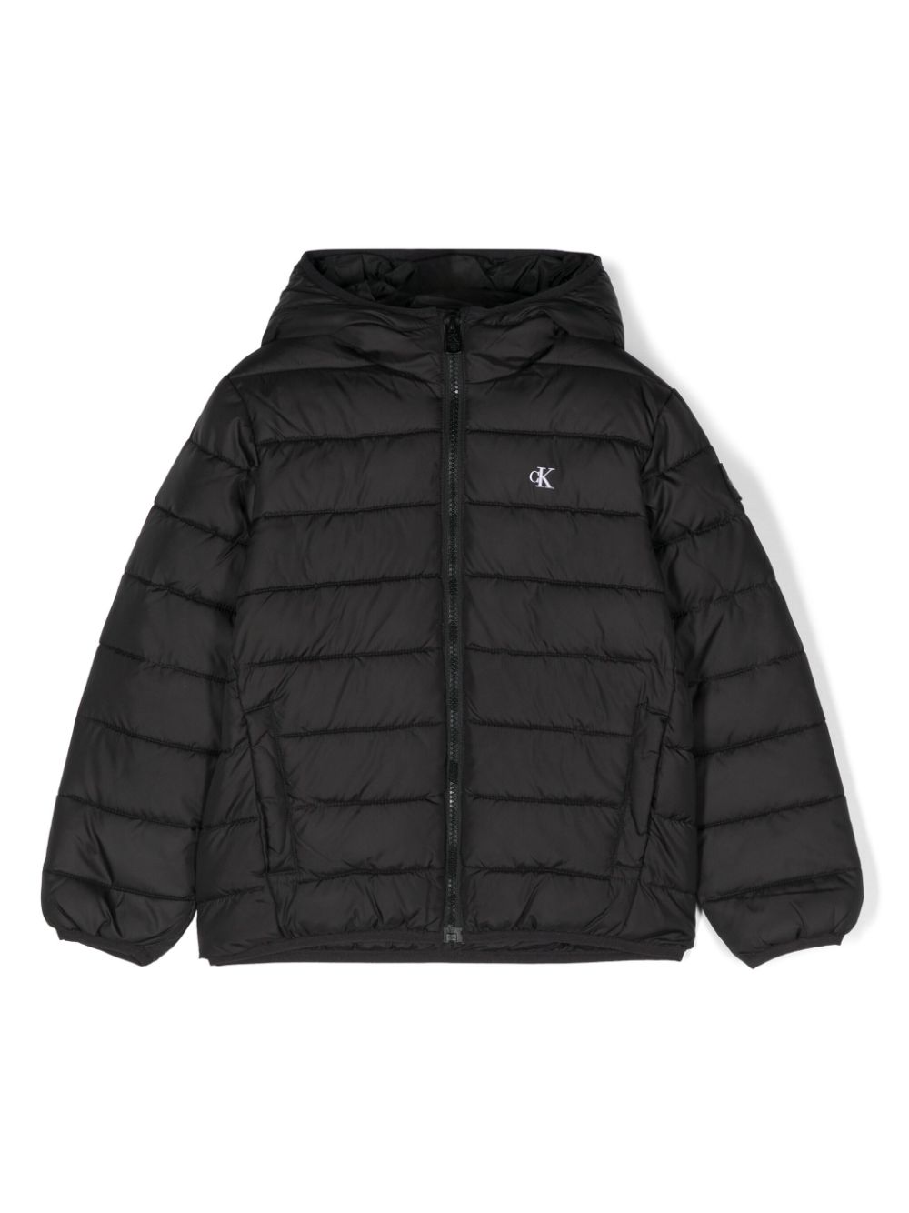 Embroidered-logo padded jacket - Black
