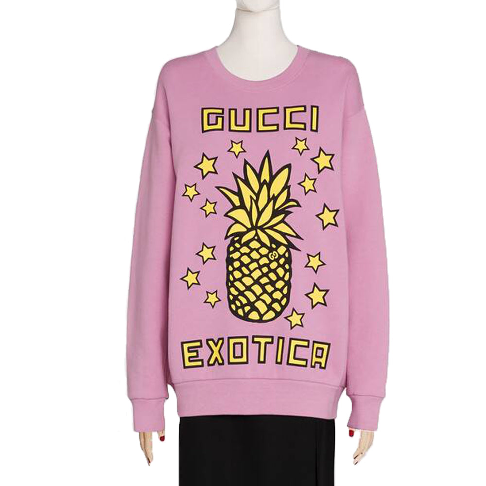 (WMNS) Pineapple Printed Long Sleeve Sweater For Pink