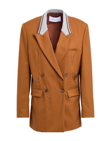 Woman Blazer Brown Size 8 Virgin Wool, Cotton, Viscose, Polyester