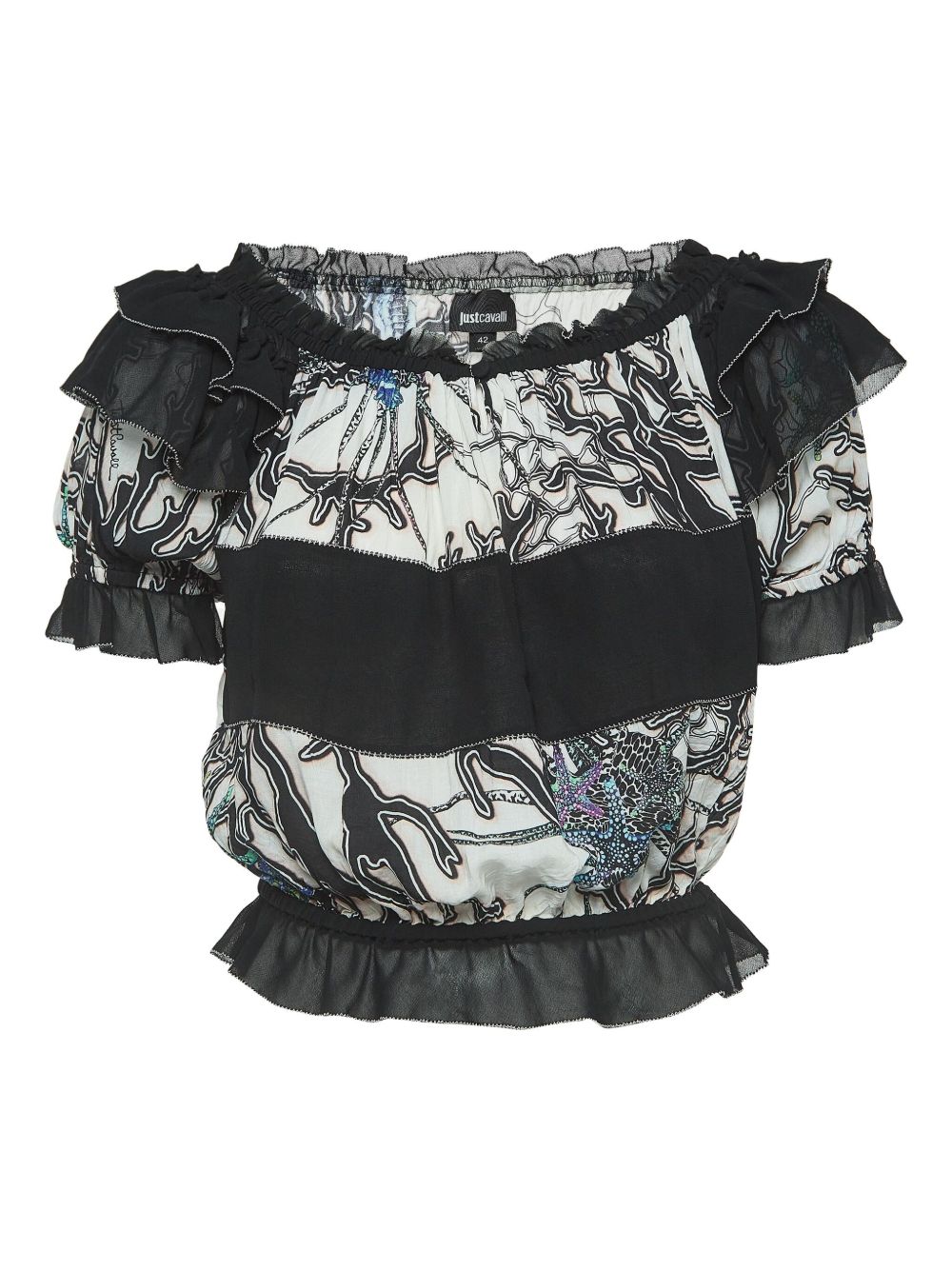 Pre-owned ruffled off-the-shoulder blouse - White
