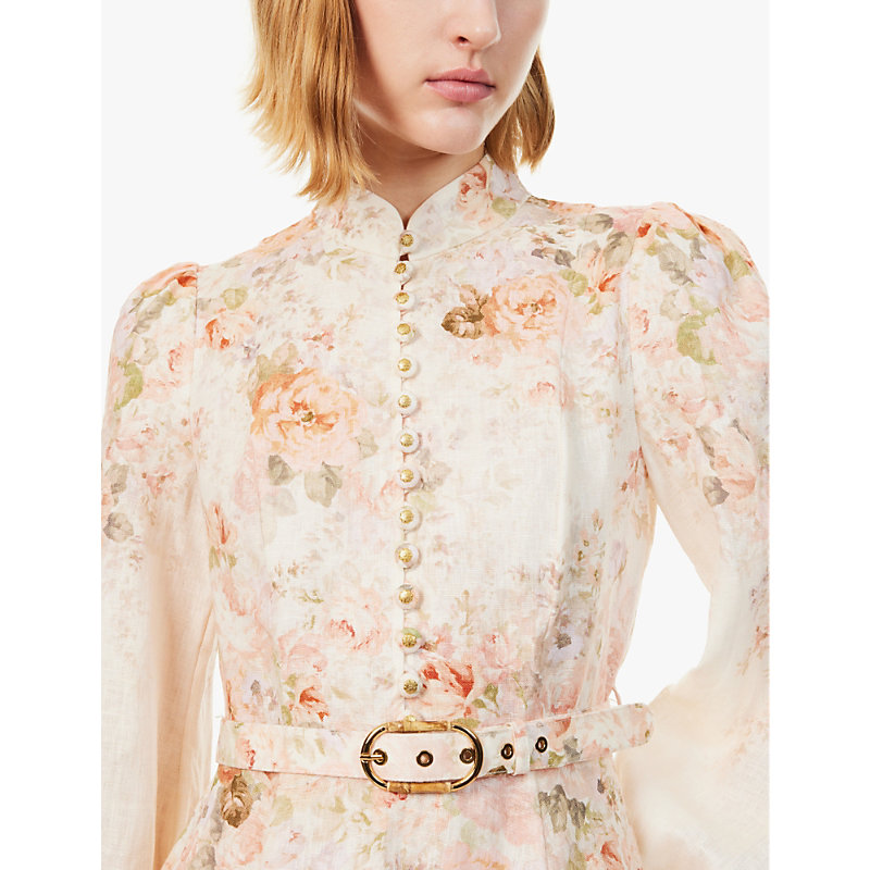 Womens Cream Rococo Floral Zim Buttoned Mini 