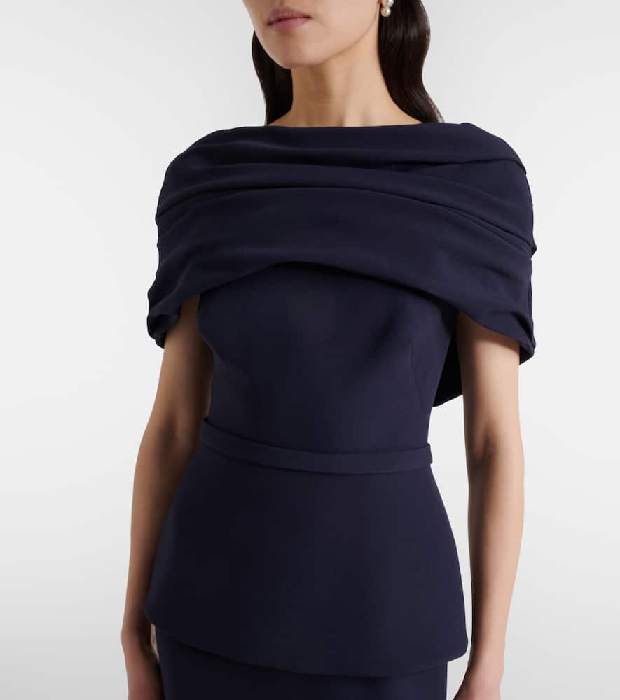 Loura off-shoulder crêpe gown