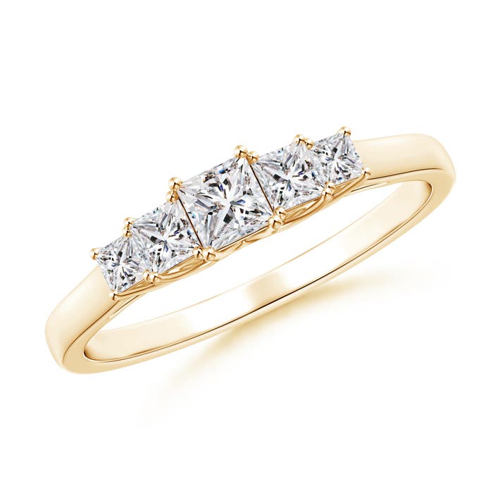 Angara 0.46 Carat Graduated Princess-Cut Trellis Diamond Five Stone Ring in 14K Yellow Gold