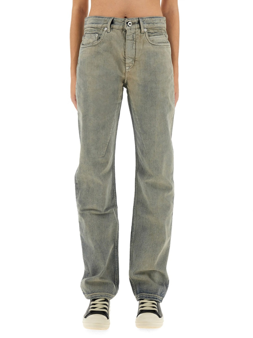 Grey Straight Mid Rise Jeans