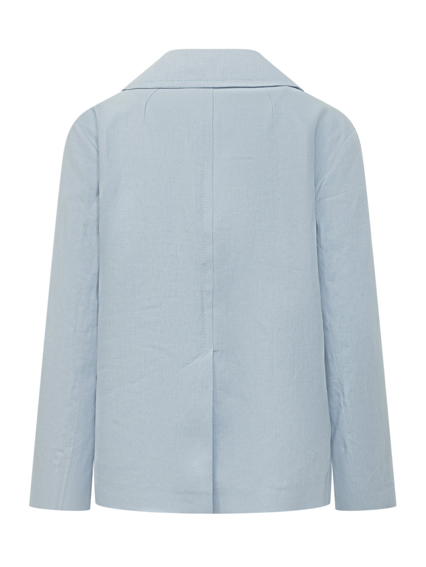 Blue Solid Notched Lapel Blazer