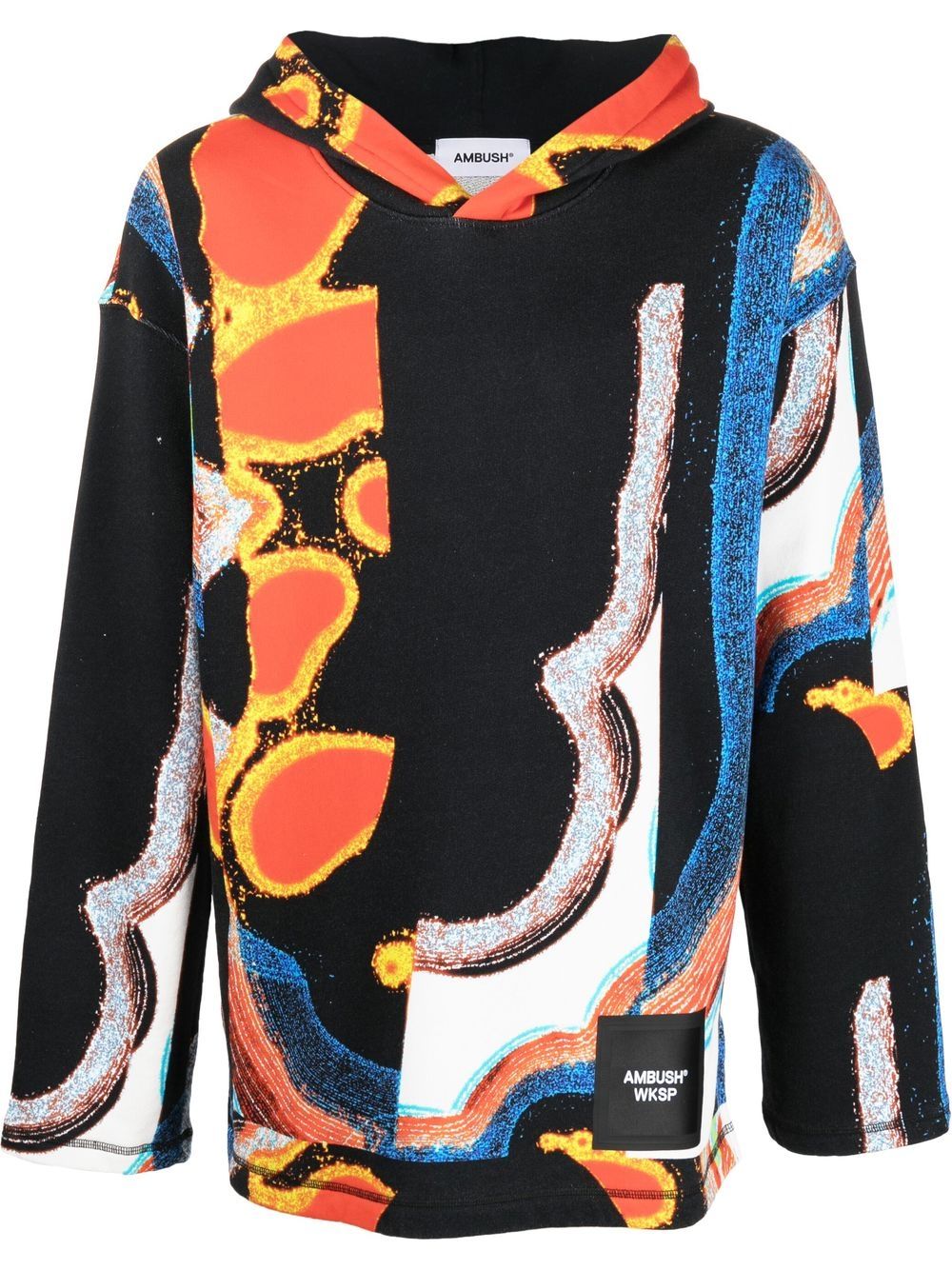 Abstract-print hoodie - Black