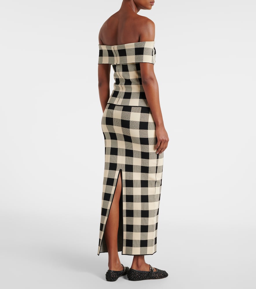 Pippa checked off-shoulder top