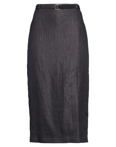 Woman Midi skirt Charcoal Size 10 Linen