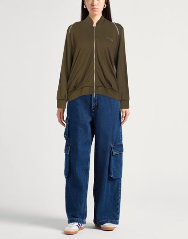 Woman Sweatshirt Military green Size S Viscose, Polyamide, Elastane
