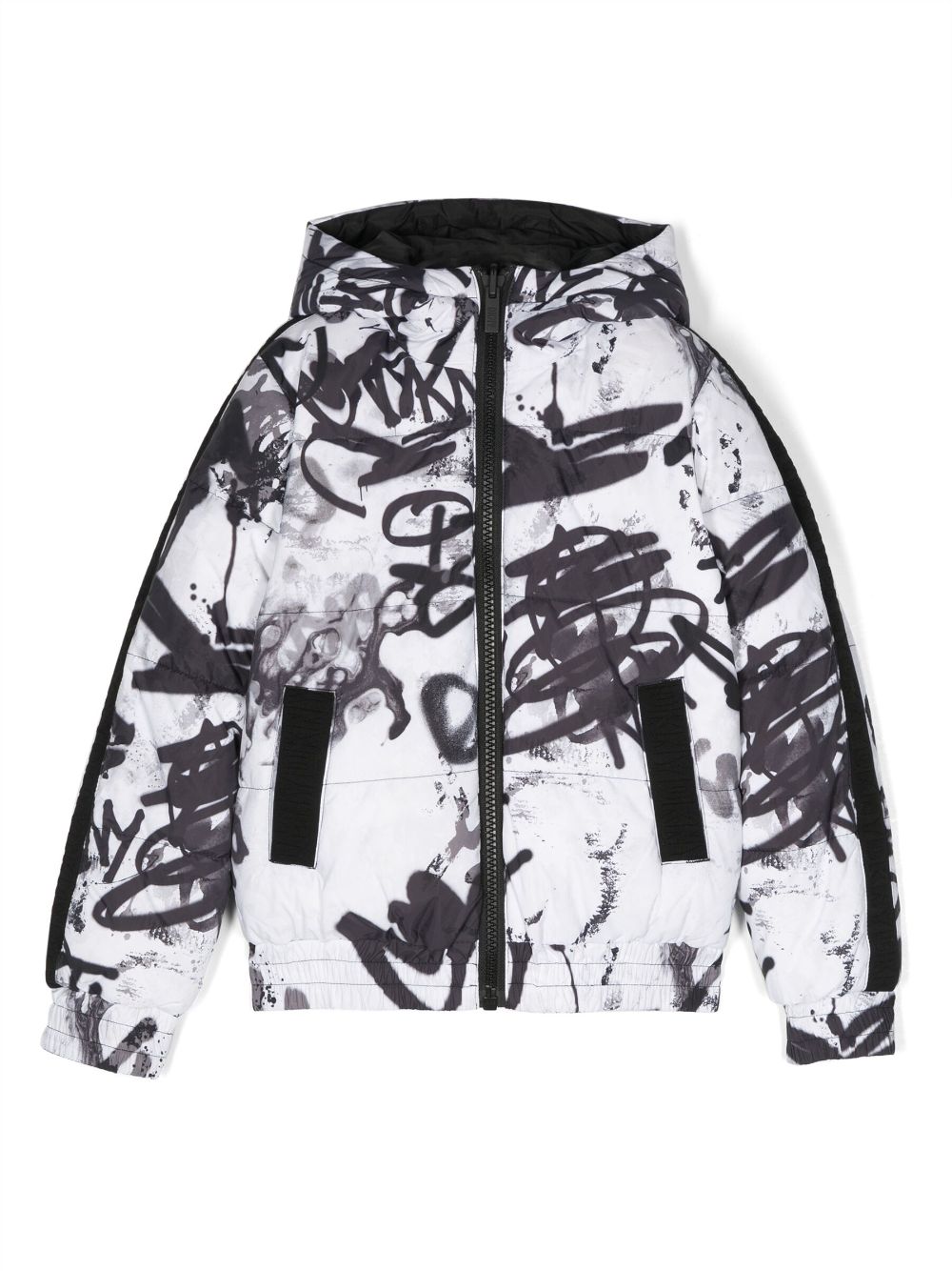 Reversible logo-print puffer jacket - White