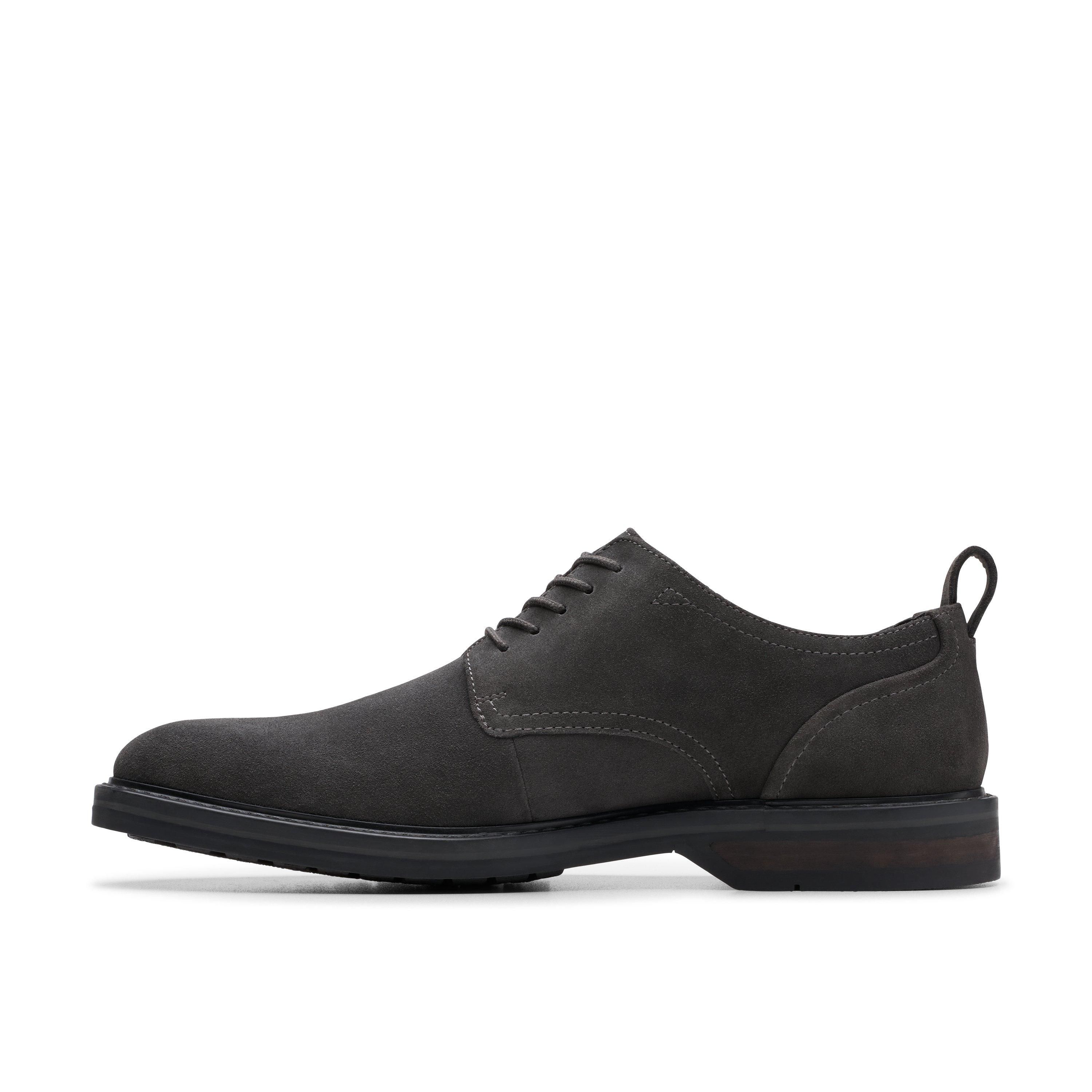 Clarks Aldwin Lace Dark Grey Suede Oxford Shoe