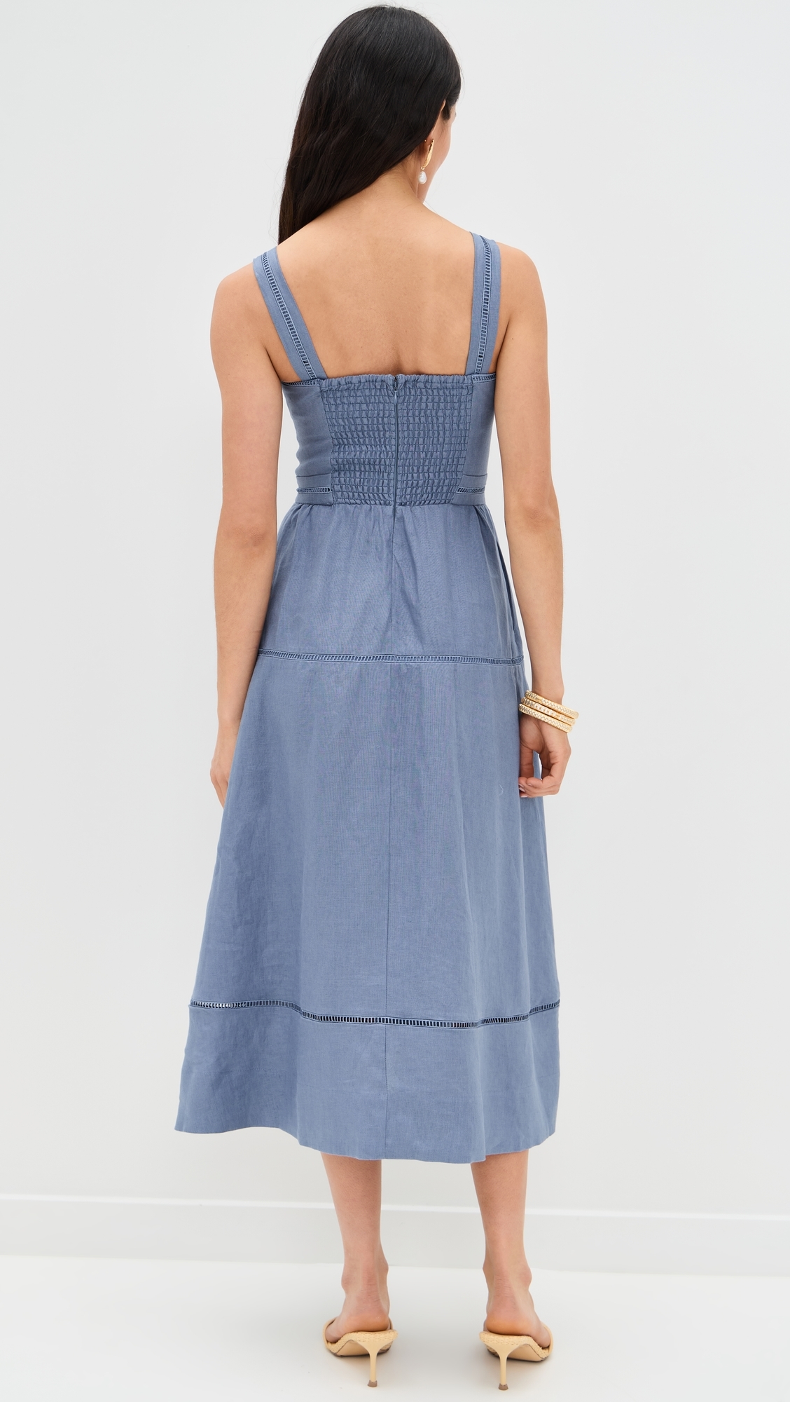 Reformation Everett Linen Dress Cornflower
