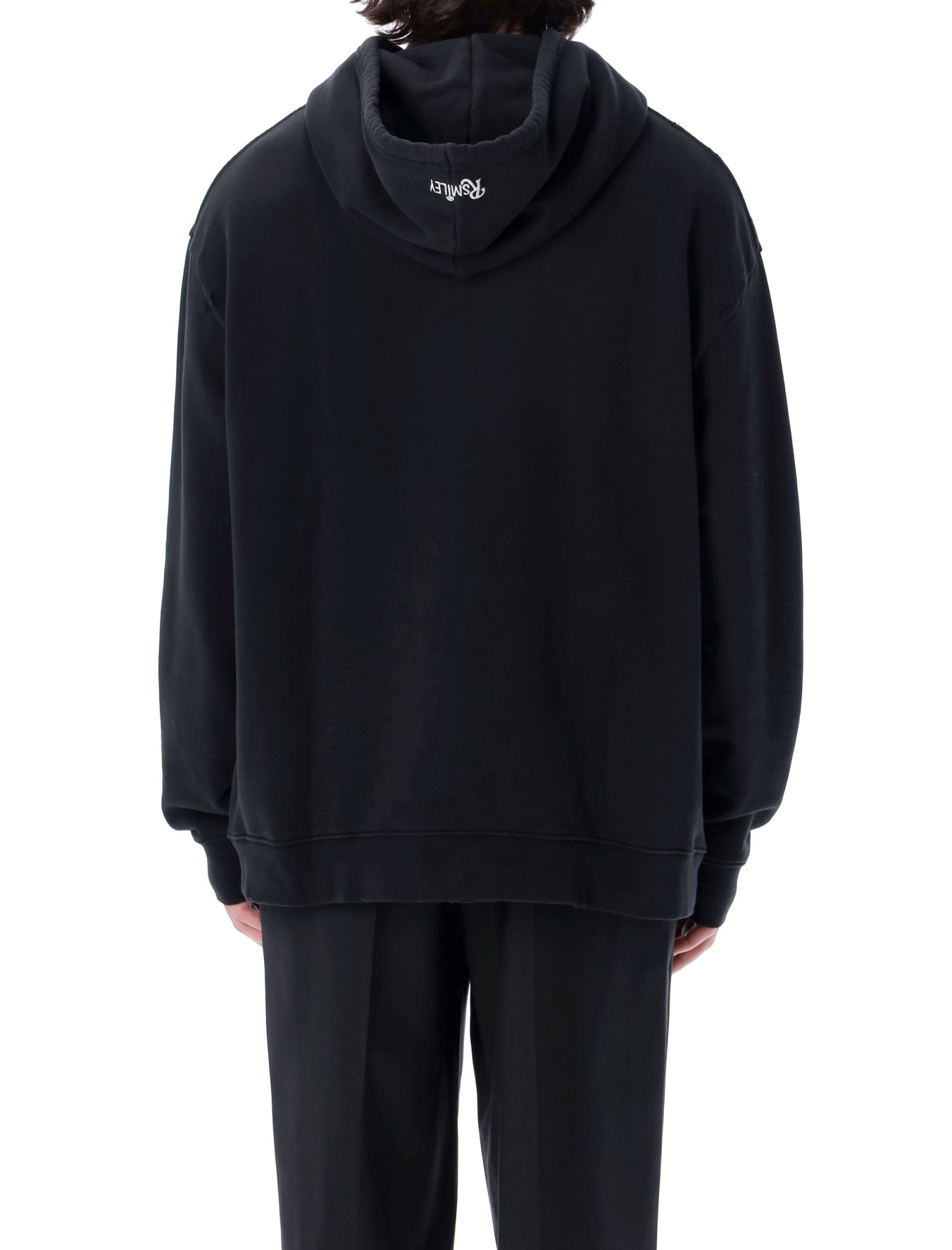 X Smiley distressed-finish hoodie