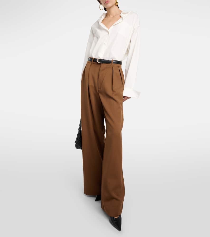 Low-rise wool wide-leg pants