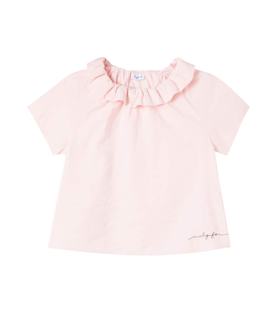 Logo ruffled jersey top